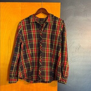 Talbots Red and Yellow Plaid Button-Down Shirt